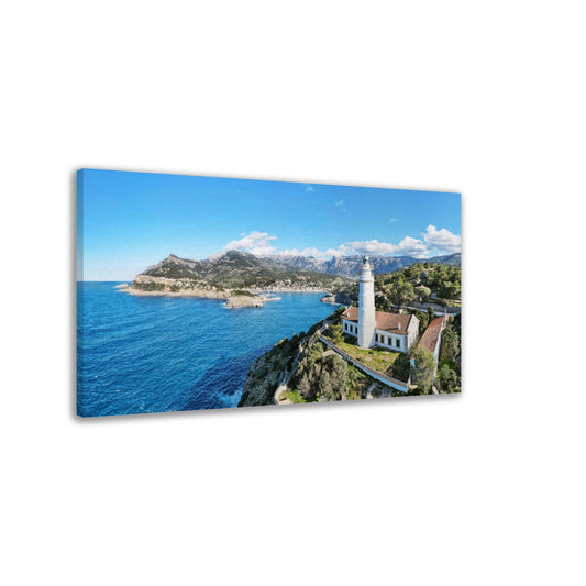 Leuchtturm vor einer Bucht - tolle Panorama-Aufnahme